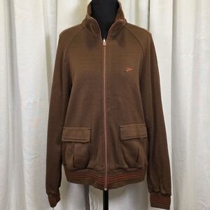 Vintage 70s Speedo Track Jacket Men’s M Brown Zip Up Taiwan ROC